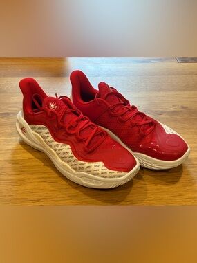 Under Armour Curry Basketball Shoes Men 9.5 Women 11 Red White UA Flow